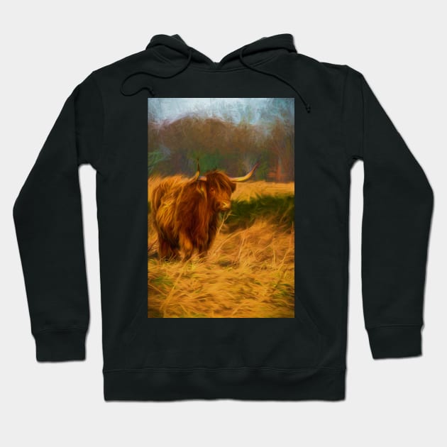 Highland cow with painterly effect Hoodie by Violaman